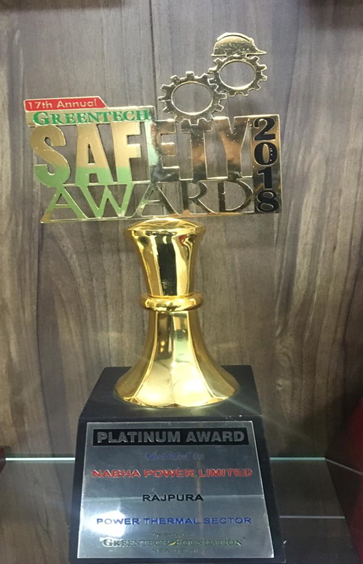 Outstanding achievement in Safety Management - GREENTECH SAFETY Platinum AWARDS